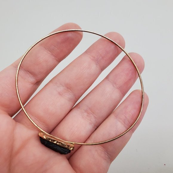 Crystal Bangle Black Gold‎ Tone Thin Dainty Bracele - Picture 5 of 7